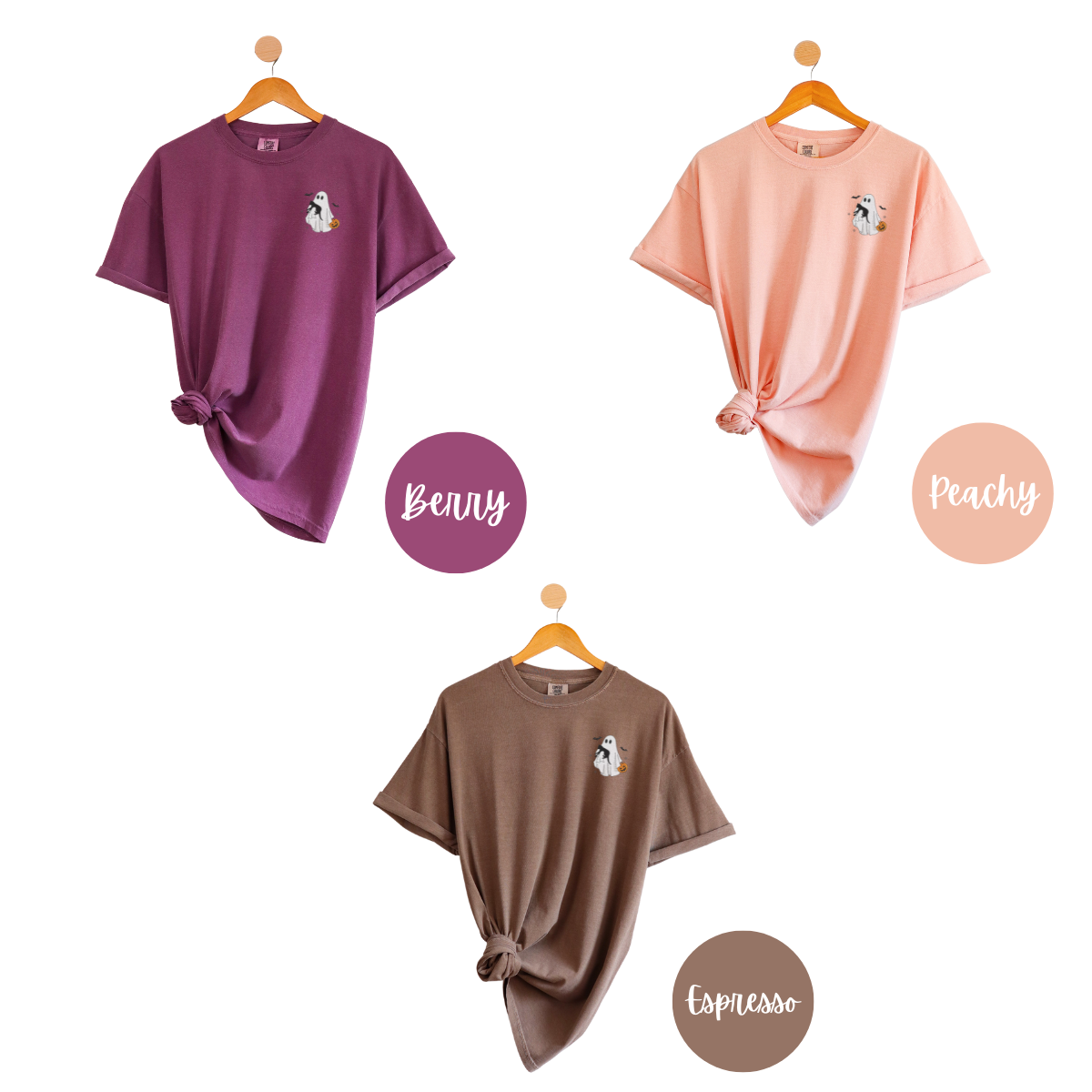 Ghost Holding Cat Embroidered Tee