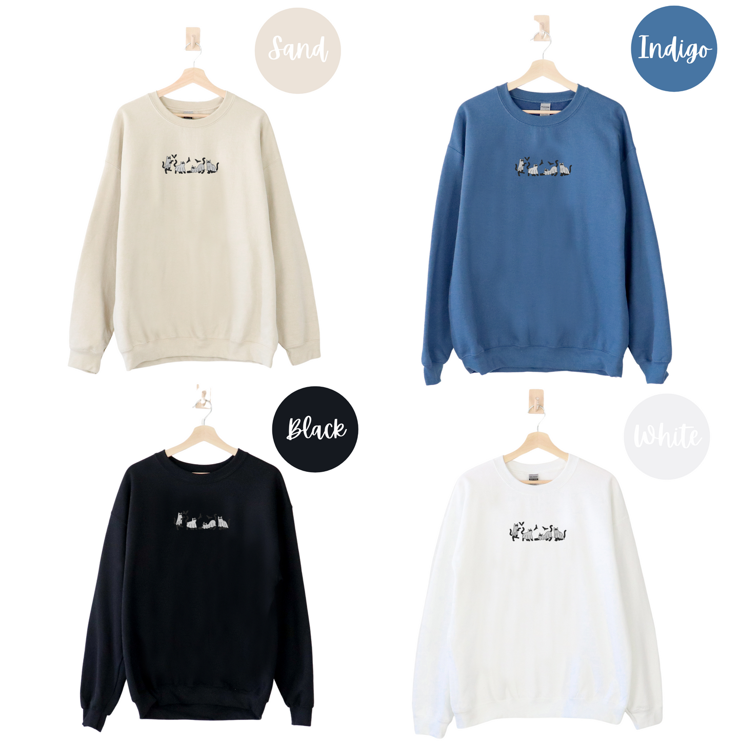 Ghost Cats Embroidered Sweatshirt
