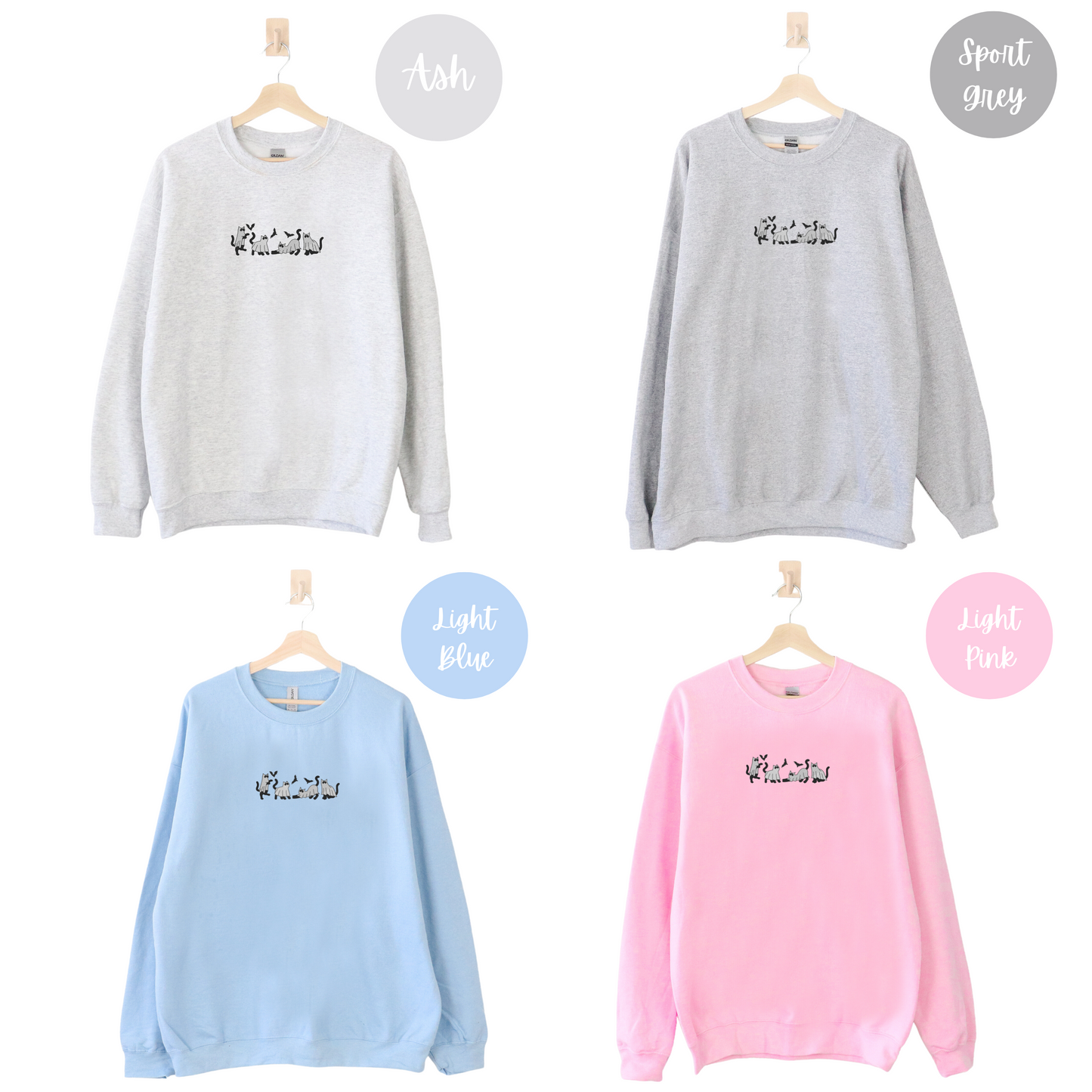 Ghost Cats Embroidered Sweatshirt